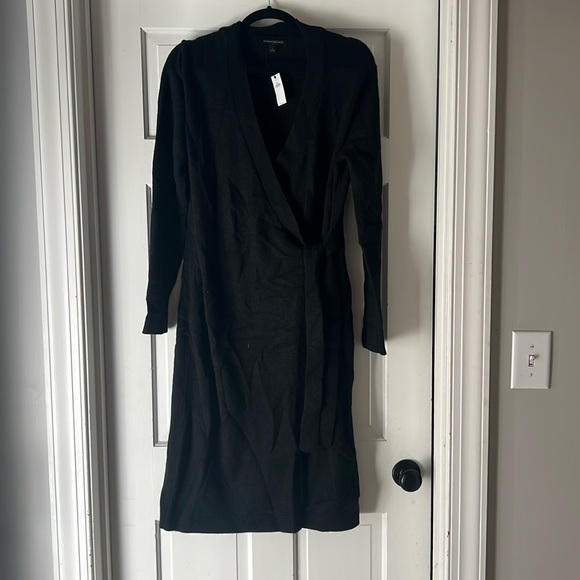 Banana Republic Black Wool Like Wrap Style Dress - Picture 1 of 4